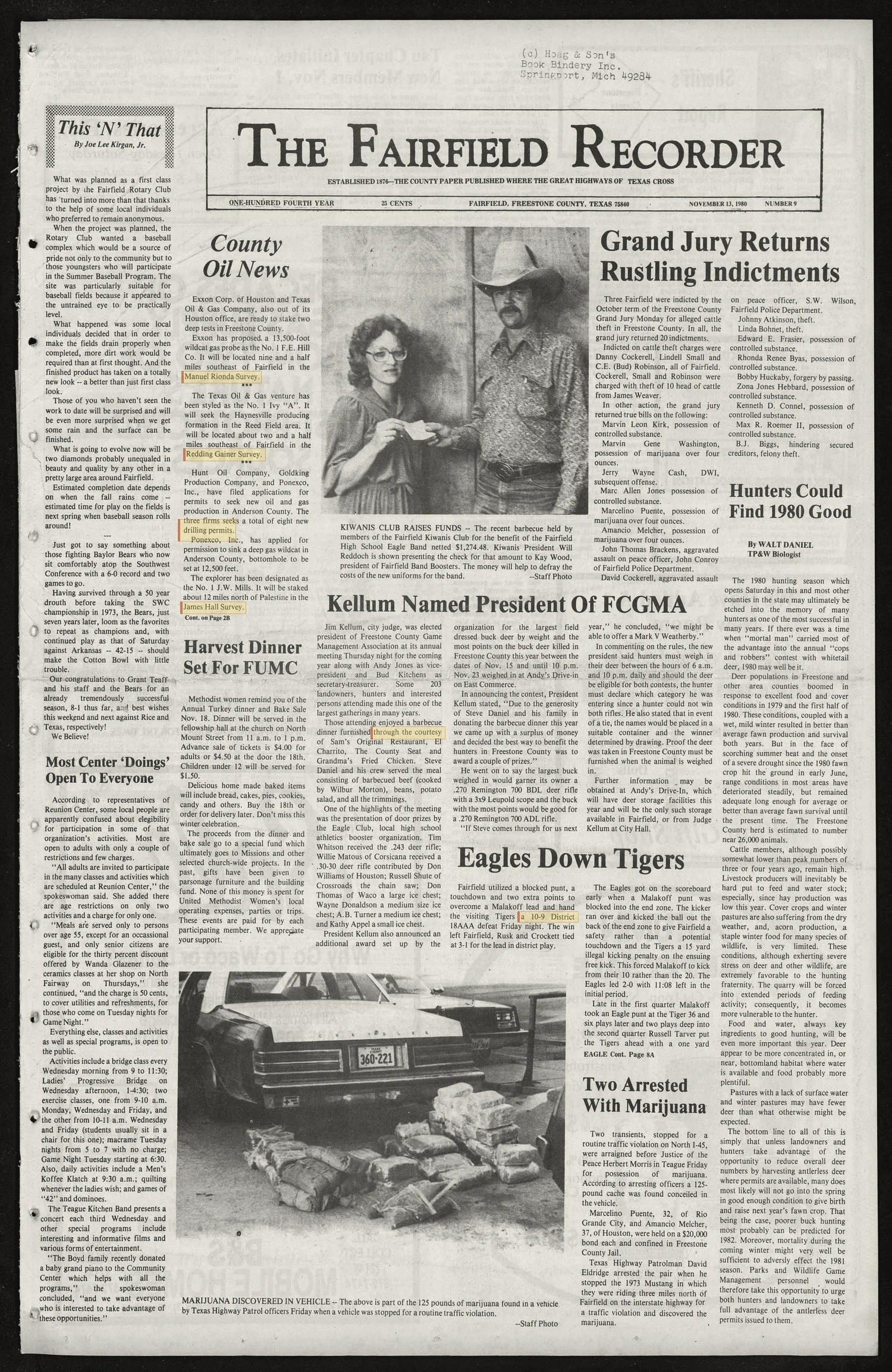 The Fairfield Recorder (Fairfield, Tex.), Vol. 104, No. 9, Ed. 1 Thursday, November 13, 1980